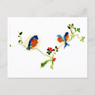 Peaceful birds on a branch postcard