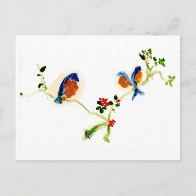 Peaceful birds on a branch postcard (Front)