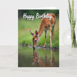 Peaceful Birthday Fawn Reflection Card