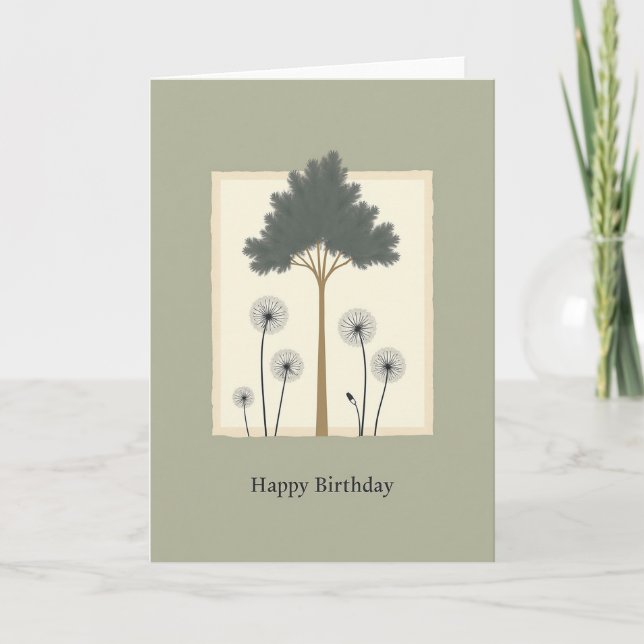 Peaceful Birthday Serene Tree Card (Front)