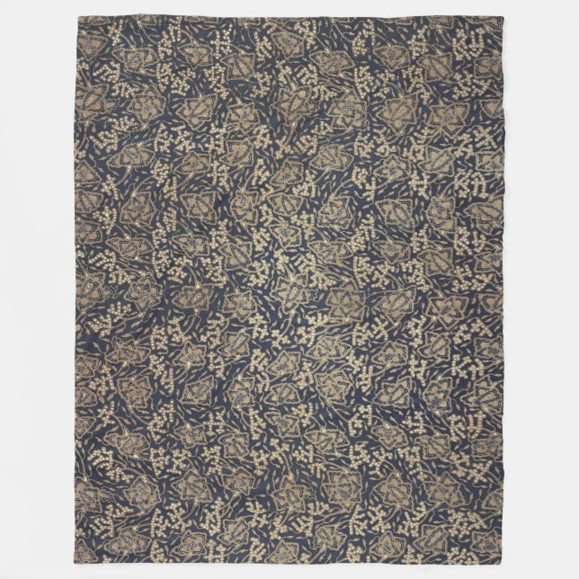 Peaceful Blue & Cream Batik Fleece Blanket (Front)