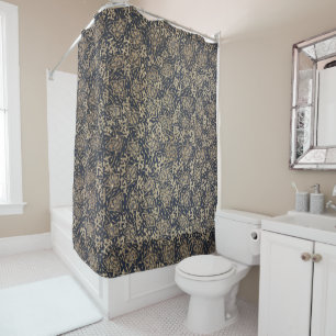 Peaceful Blue & Cream Batik Shower Curtain