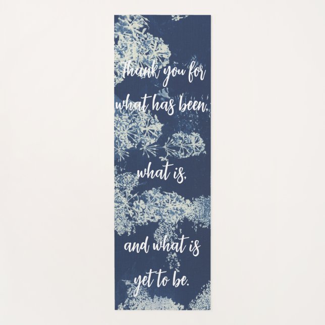 Peaceful Blue Floral Yoga Mat (Front)