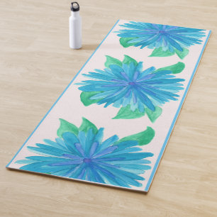 Peaceful Blue Flower Yoga Mat