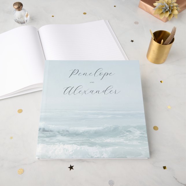 Peaceful Blue Ocean Waves Guest Book (Front Open)