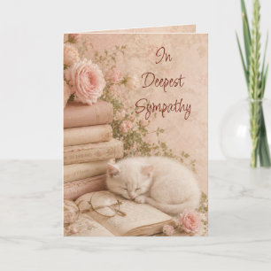 Peaceful Books and Cat Sympathy Card