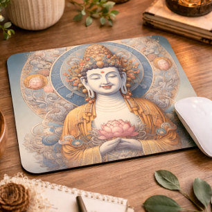 Peaceful Buddha in Soft Pastel Colours Mouse Mat