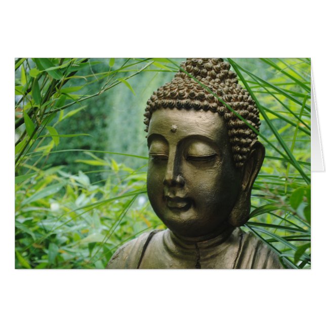 Peaceful Buddha Statue in a Leafy Green Forest (Front Horizontal)