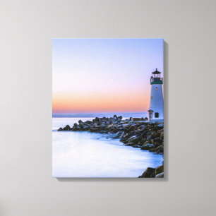 Peaceful Calm Coastal Simplistic Lighthouse Art Canvas Print