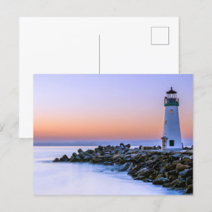 Peaceful Calm Coastal Simplistic Lighthouse Art Postcard