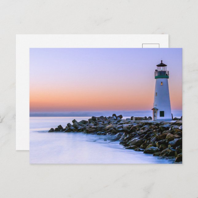 Peaceful Calm Coastal Simplistic Lighthouse Art Postcard (Front/Back)