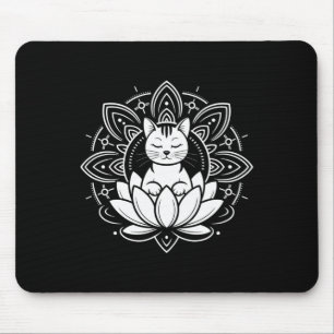 Peaceful Cat Lotus Flower Yoga Meditation Tee _1 Mouse Mat
