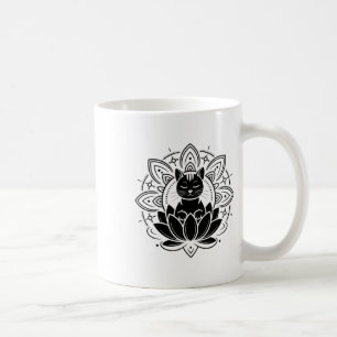 Peaceful Cat Lotus Flower Yoga Meditation Tee Coffee Mug