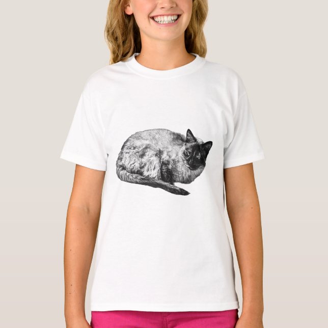 Peaceful cat, shaded for winter T-Shirt (Front)