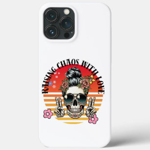 Peaceful Chaos Retro Skull Mom – Vintage Sunset De iPhone 13 Pro Max Case