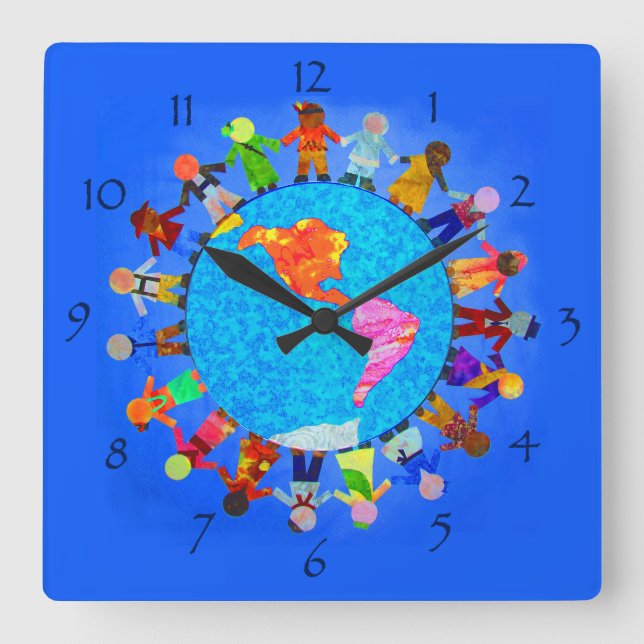 Peaceful Children around the World Wall Clock (Front)