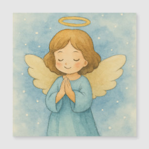 Peaceful Christmas Angel in Watercolor Sky