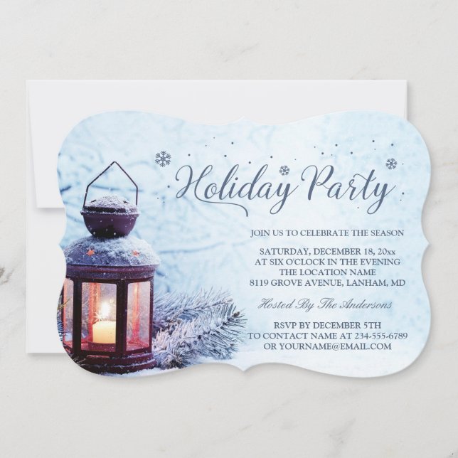 Peaceful Christmas Lantern Winter Holiday Party Invitation (Front)