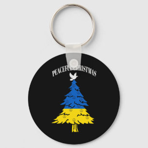 Peaceful Christmas Tree Peace Ukraine Key Ring