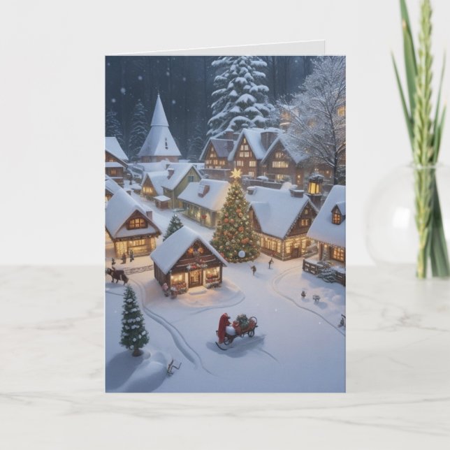 Peaceful Christmas Village Holiday Card (Front)