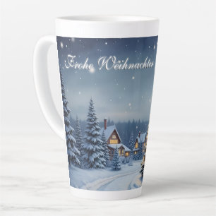 Peaceful Christmas Village with Lights Latte Mug