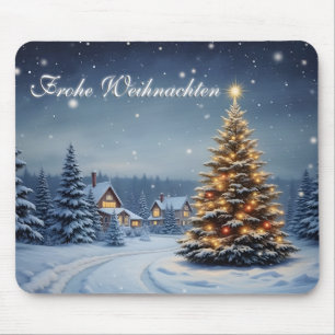 Peaceful Christmas Village with Lights Mouse Mat