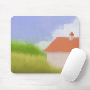 Peaceful Countryside Landscape Painting Mouse Mat