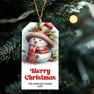 Peaceful Custom Name Snowman Holiday Christmas  Gift Tags