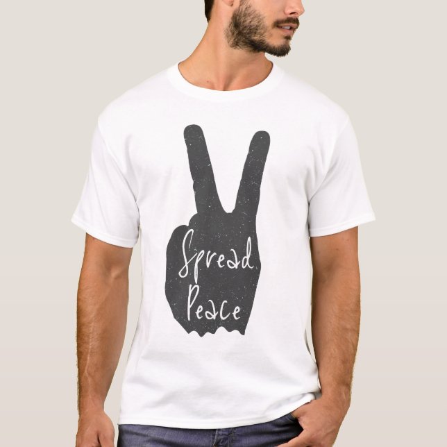 Peaceful design with hand & peace T-Shirt (Front)