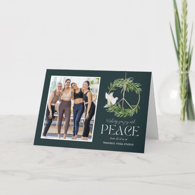 Peaceful Dove Business Holiday Photo Card (Front)