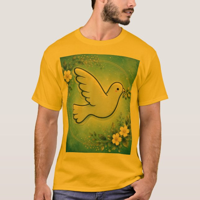 Peaceful Dove in Bloom.  T-Shirt (Front)