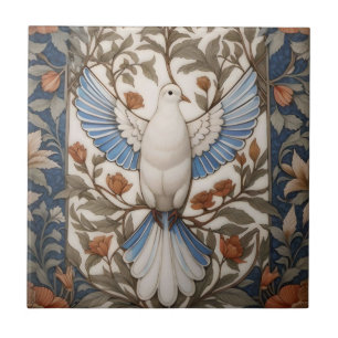 Peaceful Dove William Morris Inspired Floral Tile