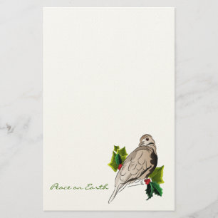 Peaceful Dove with holly and Ivy Christmas Stationery