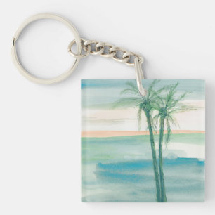 Peaceful Dusk Tropical Key Ring