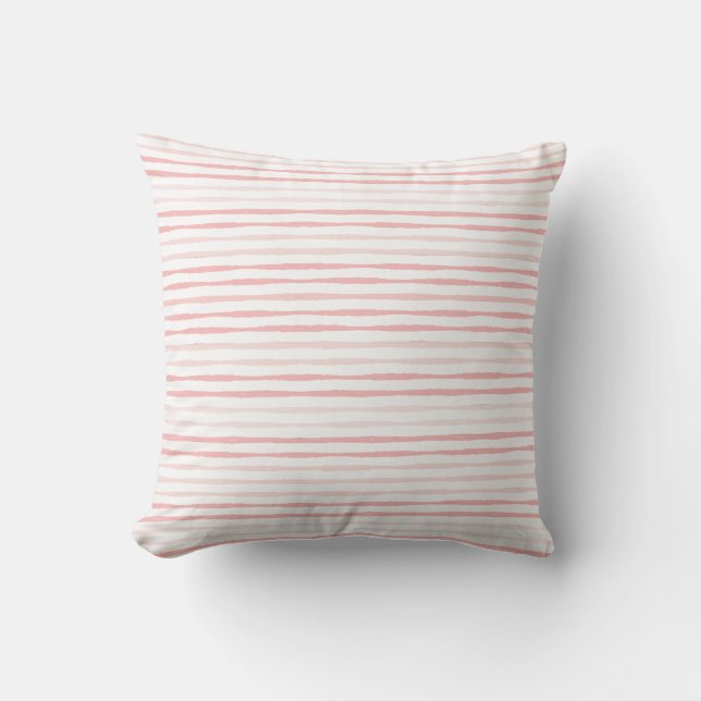 Peaceful Dusty Pink Organic Stripes Cushion (Front)