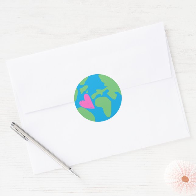 Peaceful earth classic round sticker (Envelope)
