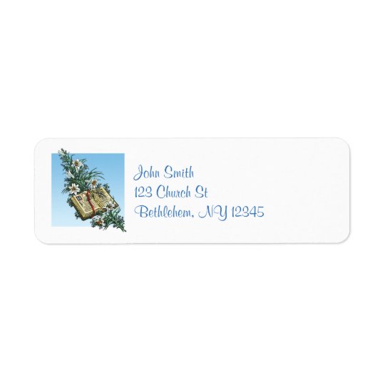 Peaceful Easter Lilies and Open Bible Return Address Label
