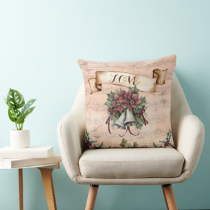 Peaceful Elegance: Bells, Music & Paris Postmark Cushion