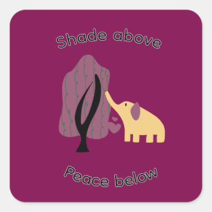 Peaceful Elephant Under Tree Square Sticker