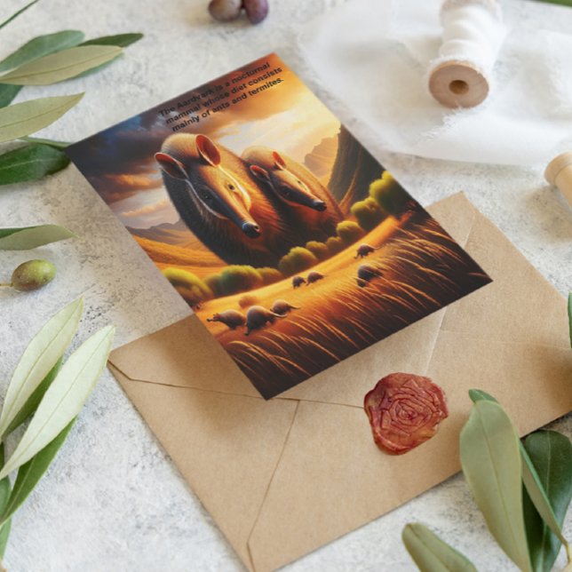 Peaceful Encounter: Two Aardvark in Idyllic Field Postcard (Creator Uploaded)