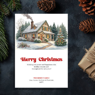 Peaceful festive home calm winter scene greeting holiday card