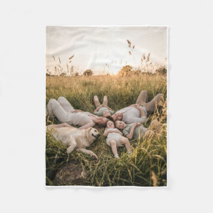 Peaceful Flock Of Sheep In Green Pasture Fleece Bl Blanket