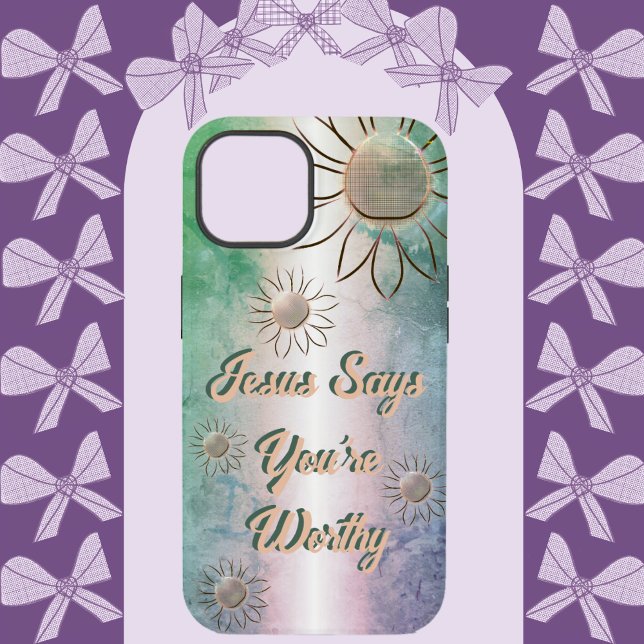 Peaceful Flower Jesus Says You're Worthy Case-Mate iPhone Case (Creator Uploaded)