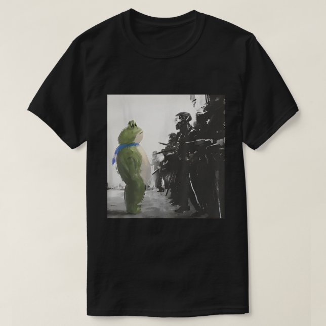Peaceful Frog Protest Art Tee (Design Front)