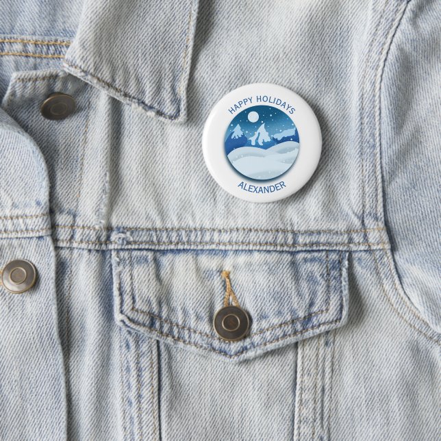 Peaceful Frosted Landscape Custom 6 Cm Round Badge (In Situ)