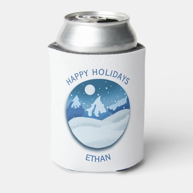 Peaceful Frosted Landscape Custom Can Cooler (Can Back)