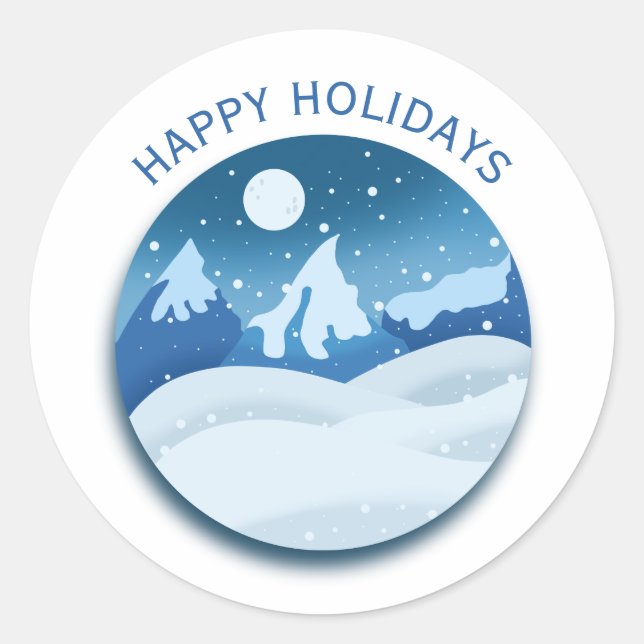 Peaceful Frosted Landscape Custom Classic Round Sticker (Front)