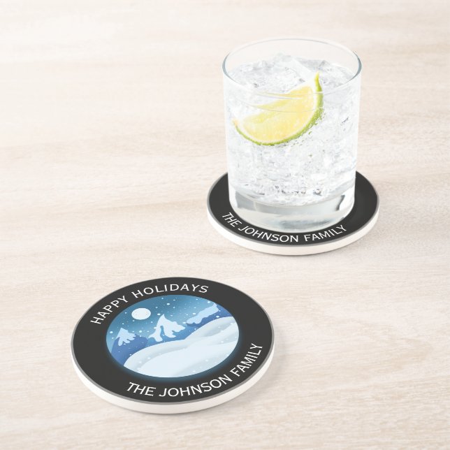 Peaceful Frosted Landscape Custom Coaster (Side)