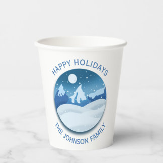 Peaceful Frosted Landscape Custom Paper Cups