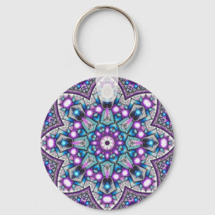 Peaceful Garden Kaleidoscope Mandala Key Ring